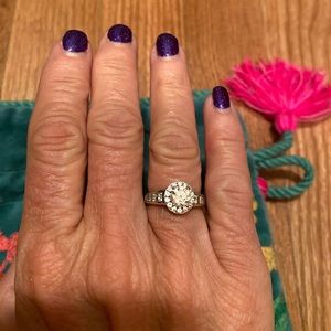 Beautiful unique genuine diamond engagement ring.